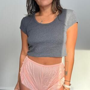 90s ribbed grey crop top